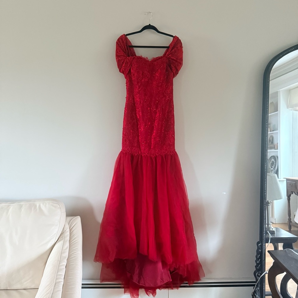 Red Off-Shoulder Sequin Mermaid Formal Dress